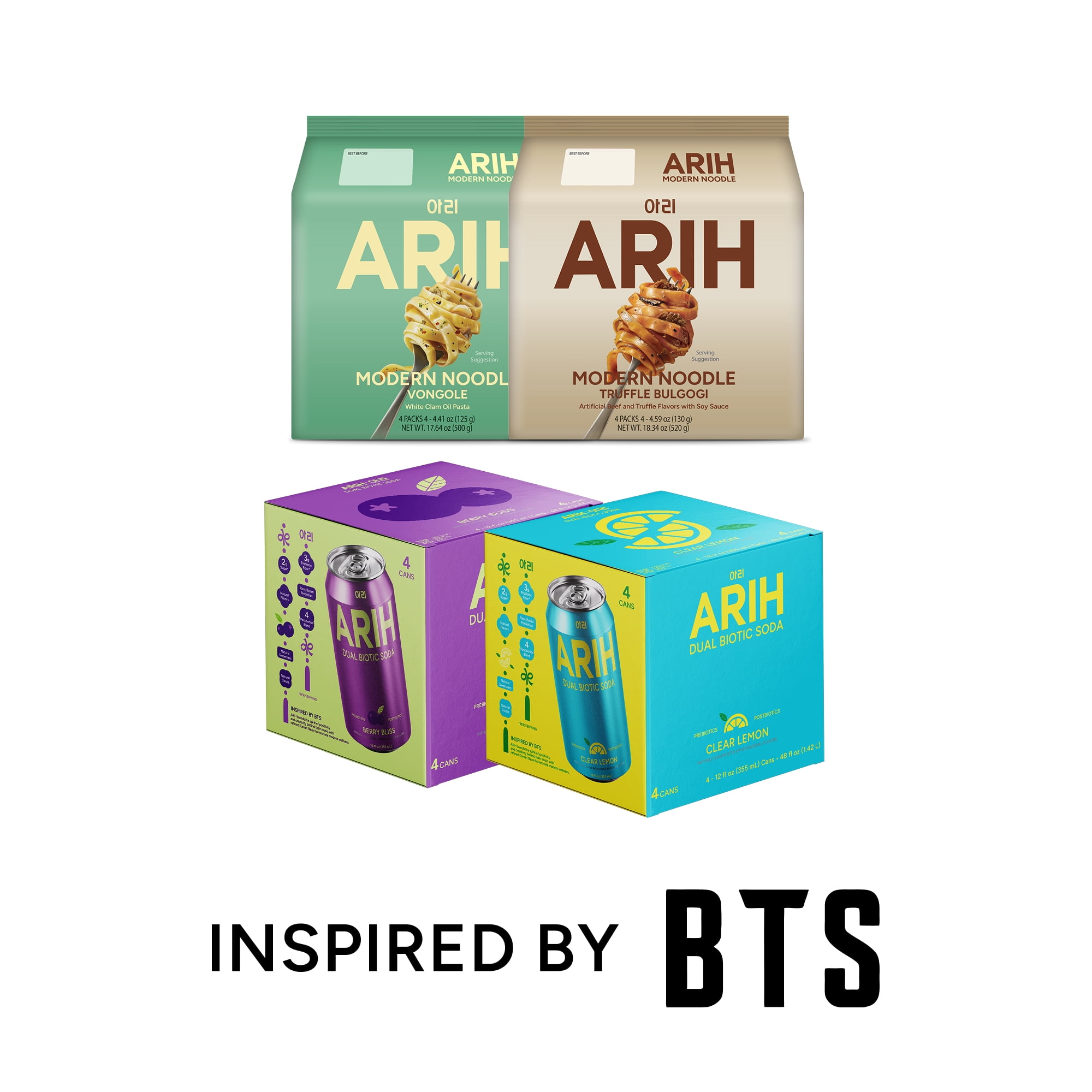 ARIH Spice-Free Bundle, Western-Korean Fusion Soupless Noodles and Dual Biotic Soda