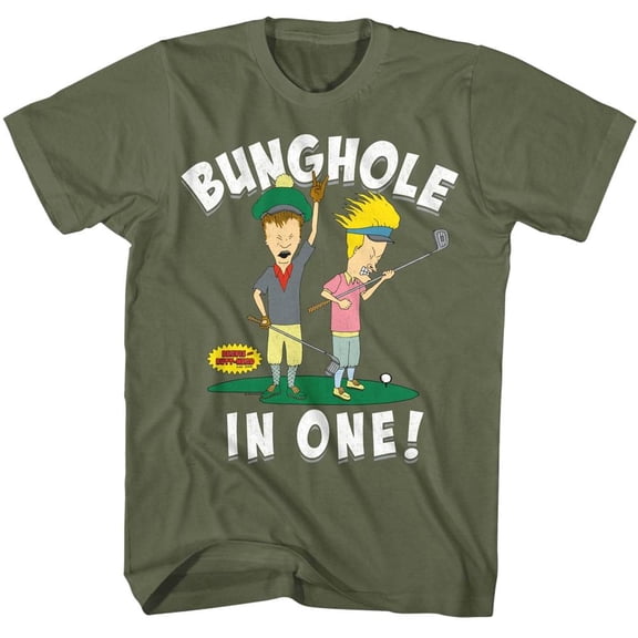 Beavis and Butthead Bunghole In One Men's T Shirt (MilitaryGreen, AdultS)