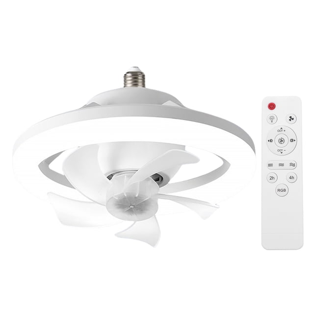Ventilador de techo Lámpara LED E27 Base Lámpara Ventilador de techo (3 colores regulables)