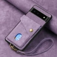 thumbnail image 2 of Nalacover for Google Pixel 6, Slim Case Wallet with Credit Card Holder, Back Flip Premium Leather Magnetic Clasp Kickstand Wirst Hand Strap Shockproof Cover for Google Pixel 6, Purple, 2 of 7