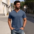 thumbnail image 2 of Qwertyu Mens Henley Lightweight Shirts Short Sleeve Casual Cotton Button T-Shirts Summer Basic Tee Royal Blue XL, 2 of 6