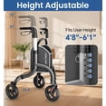 thumbnail image 5 of HOMLAND 3-Wheel Folding Walkers for Seniors, Lightweight Three Wheel Walker with Cane and Cup Holder, Height Adjustable Narrow Space Mobility Aid - Black, 5 of 6