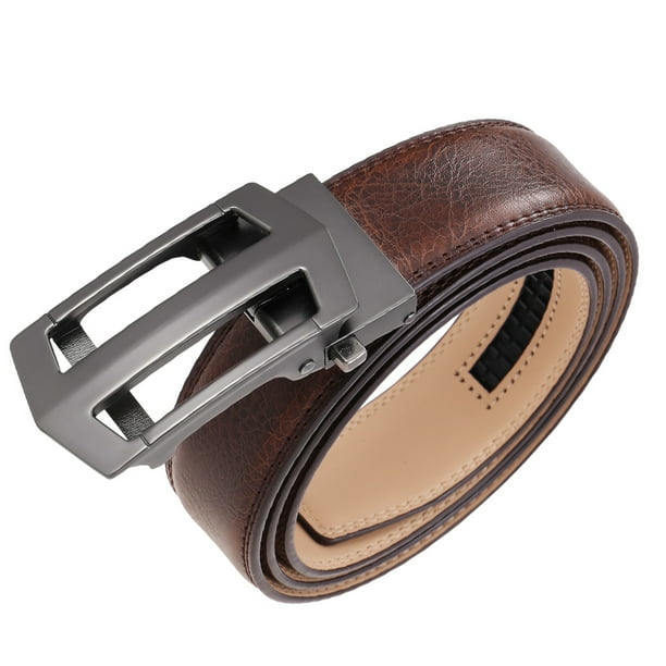 Sonducket Exquisito cinturón de cuero artesanal para trajes - Ocasiones formales Cinturones de cuero con trinquete Jeans Hombres Simple Marrón Type3 NO3