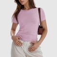 thumbnail image 2 of JFHHQ T-Shirt Basique Ajusté pour Femmes à Manches Courtes pour Tenue Décontractée SPink, 2 of 6