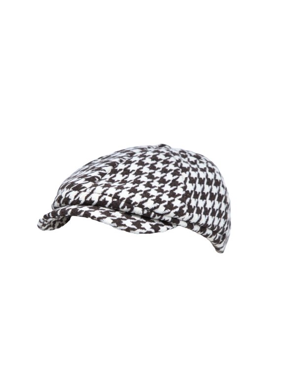 Houndstooth Newsboy Cap Ivy Cabbie Cap Flat Cap Winter Hat MU31449 (Brown)