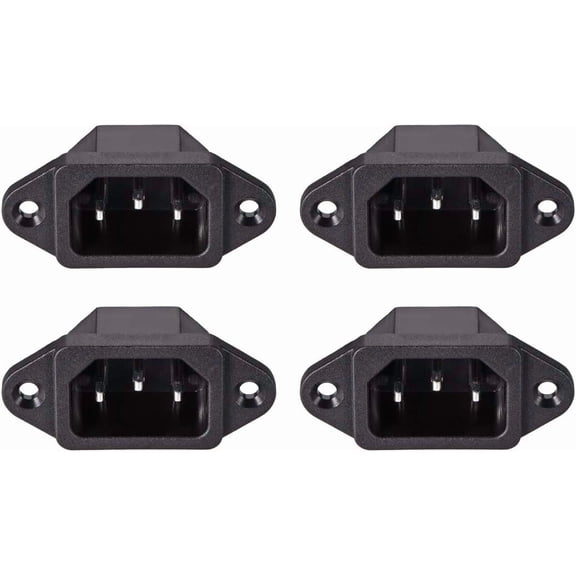 4-Pack Panel Mount Plug Adapter AC 250V 10A C14 3 Pins IEC Inlet Module Plug Power Connector Socket Straight