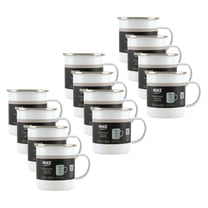 White Metal Sublimation Camping Mug by Make Market – 15.5oz Outdoor Drinkware with Stainless Steel Rim - Customizable for Heat Transfer - Hand Wash Only - 12 Pack