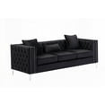 thumbnail image 4 of Modern Black Velvet 86" Sofa with Button Tufting and Chrome Legs, 4 of 5