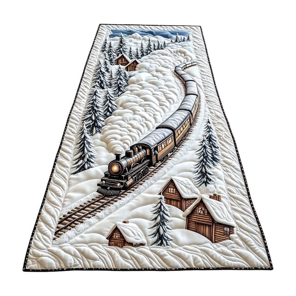 2026 Christmas Home Party Decoration Quilted Table Runner The Way Back Snowys Train Designs Farmhouses Rustics Home Decor For Dining Table Kitchen Christmas Celebration Party
