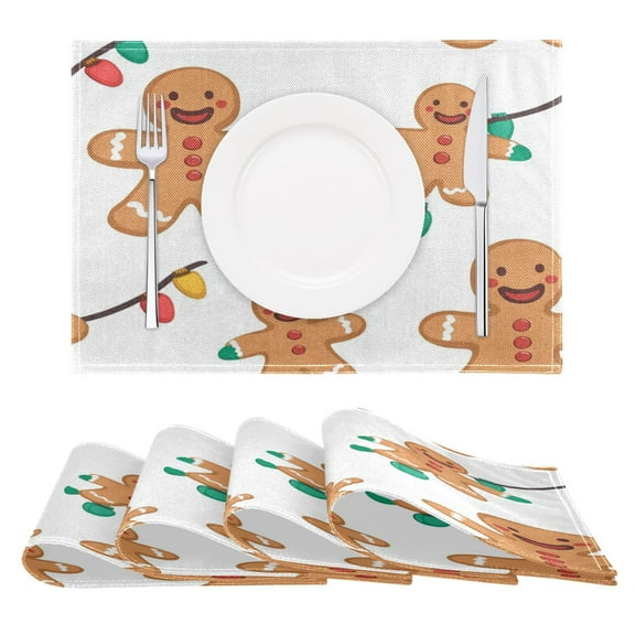 Gingerbread Man Element Reversible Placemat Non Slip Coffee Mat 18x12 Inch for Dining, Kitchen, Coffee