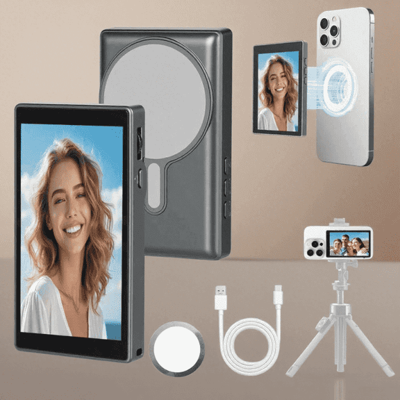 Vlog Selfie Monitor Screen Magnetic for iPhone Android 4K 1080P Recording