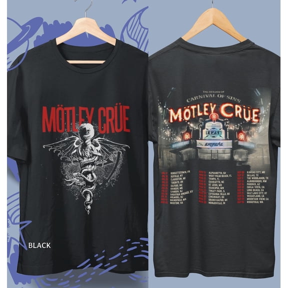 Mötley Crüe Tour 2026 T-Shirt, Return of the Carnival of Sins, Vintage Rock Music Graphic Tee