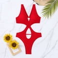 thumbnail image 7 of Lopeceal Women Sexy V Neck Criss Cross Monikini One Piece Swimsuit for Women Bathing Suits with Cutout Back Tummy Control Swimwear, 7 of 7