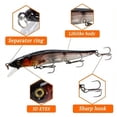 thumbnail image 5 of BIQIANWO 1pc Realistic Minnow Fishing Lure - 4.52" Sinking Hard Bait, 14g, ABS Material, Multi-Color with Treble Hooks & Clear Blade - Perfect for Pike, Carp, Tuna, Salmon & More, Fishing Bait, 5 of 9