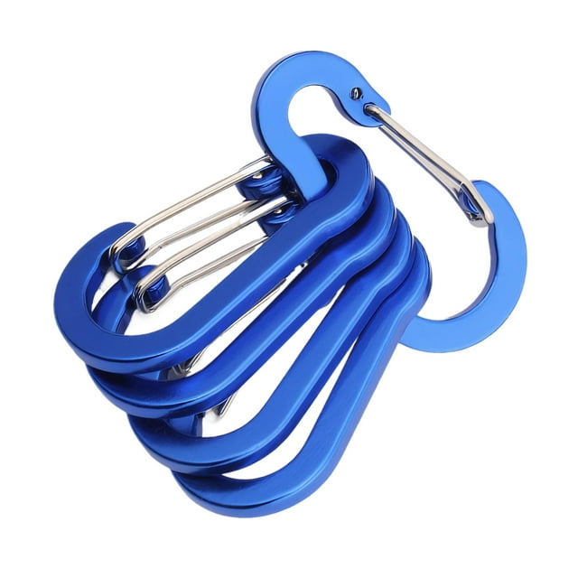 Xingzhi 5 Pcs Mousqueton Haute Résistance pour Clés Multifonctionnel Bleu Royal