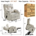 thumbnail image 2 of TEKAMON Power Lift Recliner Chair for Elderly - Adjustable Headrest, Three Motor, Infinite Positions, Built-in Massage and Heating, USB Ports, Cup Holders -Ivory Rice, 2 of 8