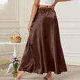 thumbnail image 5 of QATAINLAV Satin Maxi Skirts for Women High Waisted Flowy Long A line Skirt for Office Holiday Party Brown XXL, 5 of 5