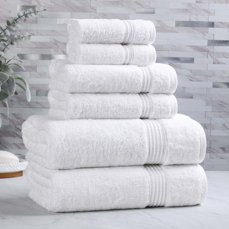 Superior Egyptian Cotton Absorbent 6-Piece White Towel Set