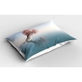 thumbnail image 2 of Ambesonne Nautical Pillow Sham 2 Pack, Lonely Tree in Water, 36"x20", Teal Pink, 2 of 3