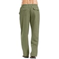 thumbnail image 6 of LISTHA Men'S Linen Pants Casual Loose Fit Trousers 2024 Oversized Beach Summer Pants Funny Multi Pocket Plain Baggy Pants Army Green XL, 6 of 6