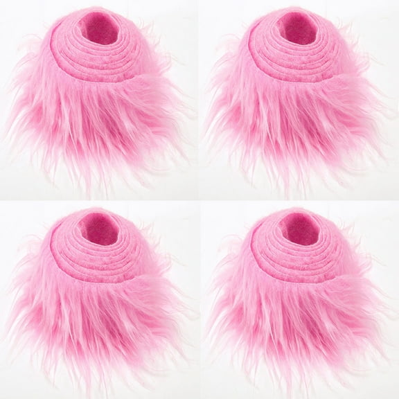ERDOUY 4pcs Christmas Faux Fur Ribbon Trim Fabric Roll for Christmas Tree Decor or Wreath Bows Craft 59*1.96inch(Pink)
