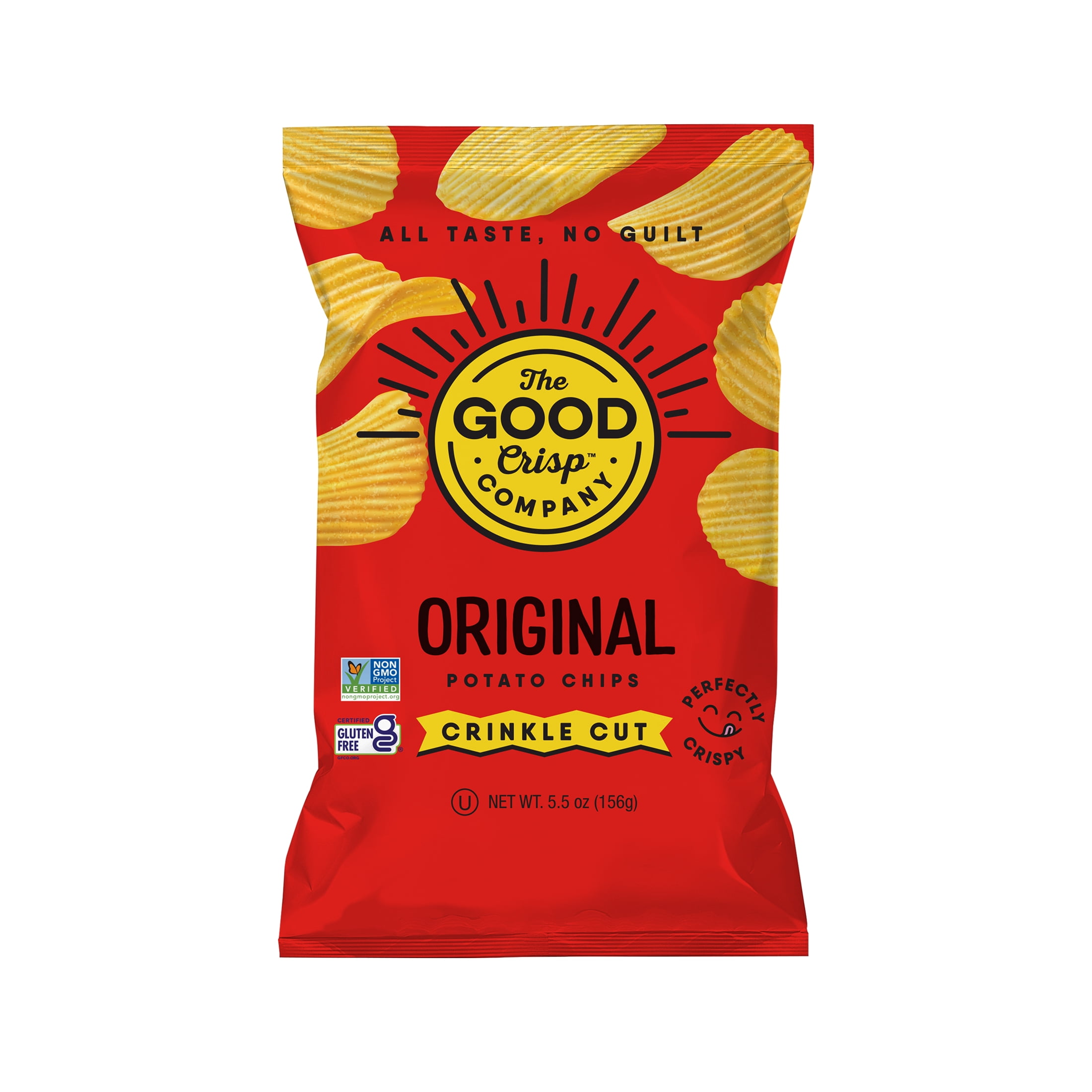 (3 pack) The Good Crisp Company Gluten Free Original Crinkle Cut Potato Chips, 5.5 oz Bag