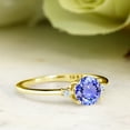 thumbnail image 4 of Gem Stone King 10K Yellow Gold Blue Tanzanite and White Created Sapphire Solitaire Engagement Ring for Women (0.93 Cttw, Round 6MM, Gemstone December Birthstone, Size 5), 4 of 6