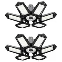 2 Pack Garage Light, 100W 10000LM 6500K LED Shop Lights, Garage Lights Ceiling Led with 6 1 Deformable Panels, Screw in E26/E27 Socket Bulb for Warehouse, Workshop, Basement, Barn Lighting