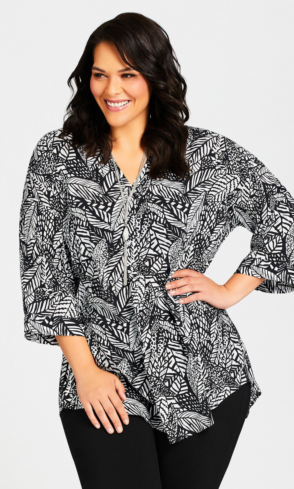 Avenue Women's Business Casual Dressy Plus Size Woven 3/4 Sleeve