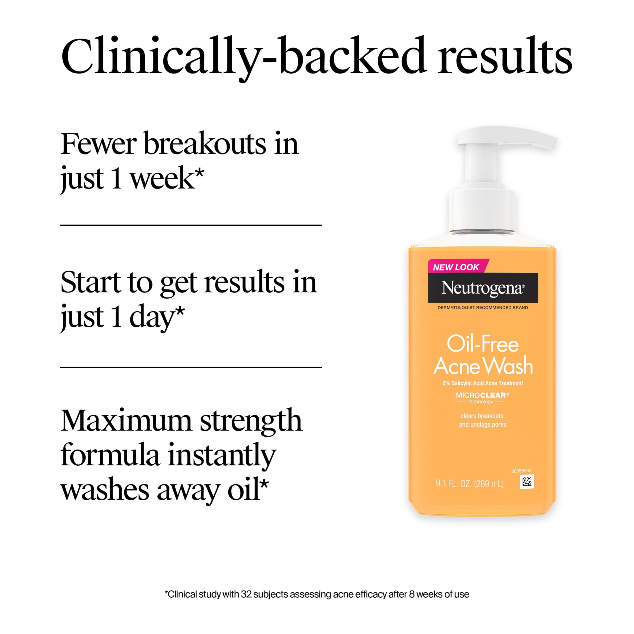 Neutrogena Oil-Free Acne Face Wash, Salicylic Acid Facial Cleanser & Acne Treatment, 16 fl oz