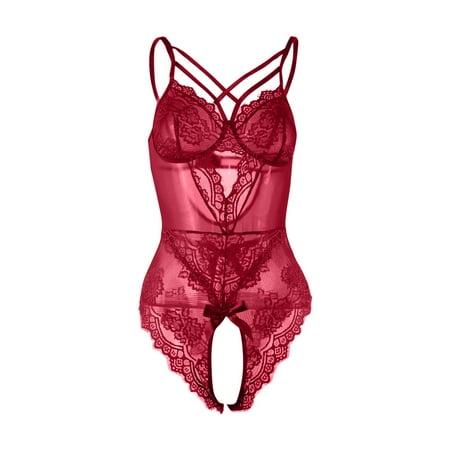 Women Fashion Lingerie Set Roleplay Lingerie Women Red Plaid Lace Lingerie Set Women Night Shirt Rose Satin Lingerie Nightgown with Bra Cups Silky Lingerie for