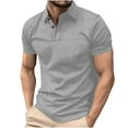 thumbnail image 2 of Wlynlyn Mens Shirts Short Sleeve Lapel Collared Button High Neck Leisure Solid Color Casual Golf T-Shirts, 2 of 6