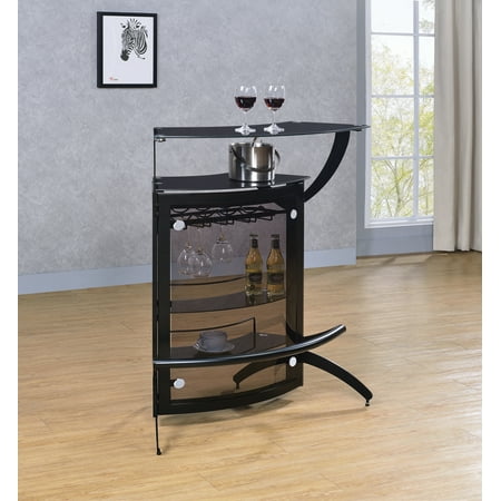 3-Bottle Wine Rack Bar Unit Smoked and Black