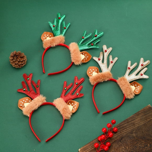 sdhkgrrt à Moins de 5$ 3 Pcs sdhkgrrt à Moins de 5$ Bandeau pour Enfants, Bandeau à Bois de Cerf pour Noël, Bandeau Créatif en Tissu avec Bois de Renne, Accessoires de Fête de Noël, Photo de Fête