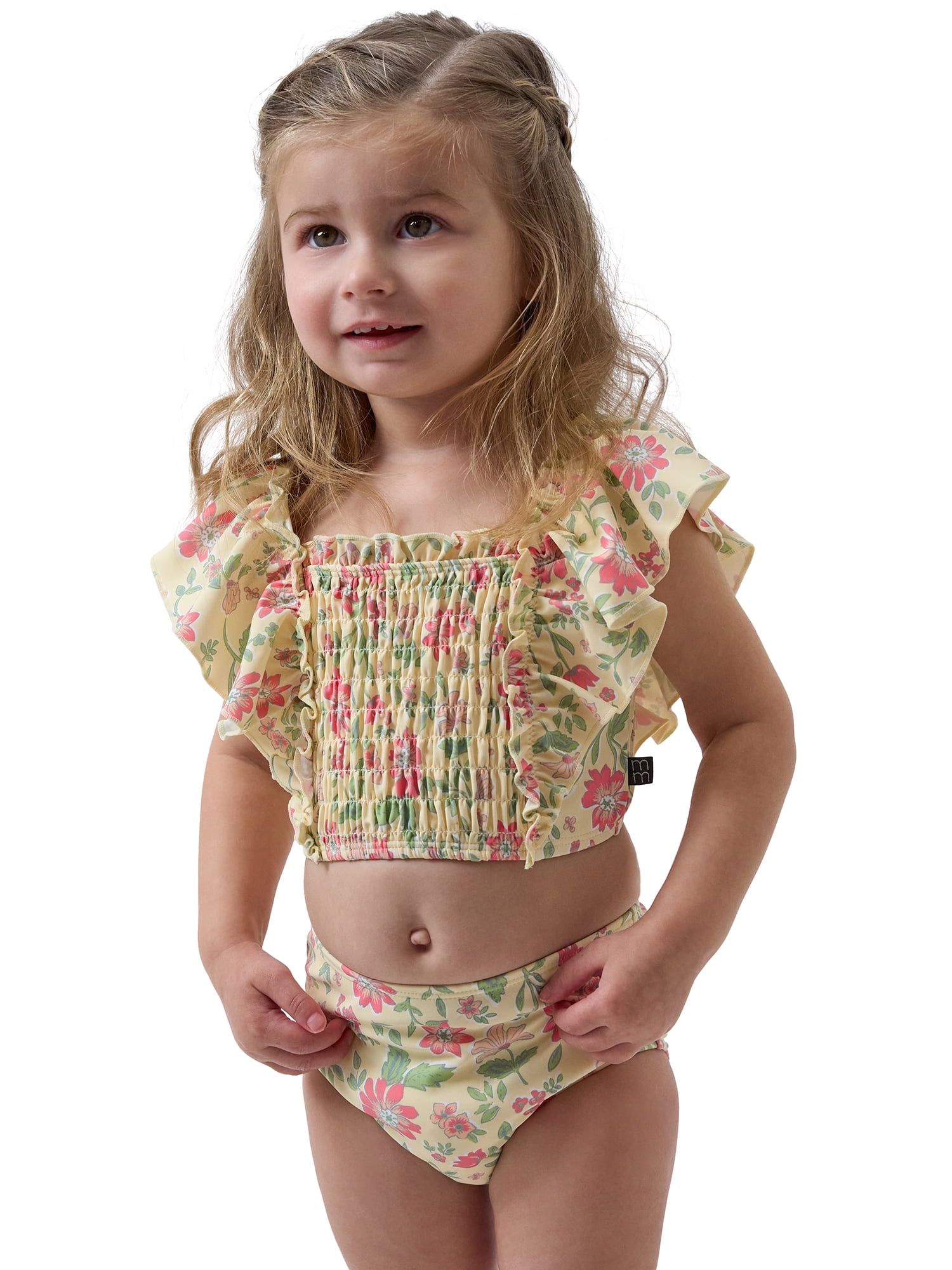 Modern Moments by Gerber Toddler Girl Two- Piece Swimsuit with Double Ruffle, Sizes 12M-5T