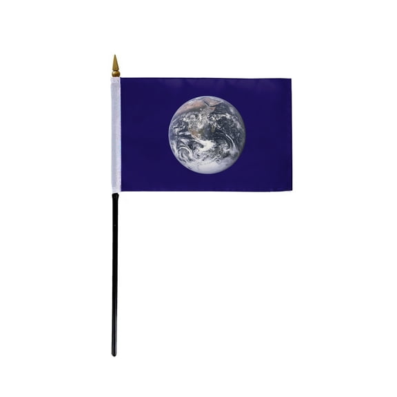 AGAS Small Handheld Earth Day Stick Flag - 4x6 inch Polyester Material with 11" Plastic Stick - Mini Clean Earth Planet Day Environmental Environment Globe World Flag