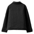 thumbnail image 5 of CUZIBR Women Casual Jacket Flower Quilted Plus Size Long Sleeve Breasted Lapel Double Solid Color Tops With Pocket Loose Fit Outwear,Black,L, 5 of 6