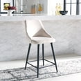 thumbnail image 4 of SAFAVIEH Kelsey Square Mid Back Counter Stool, Beige/Black, 4 of 13