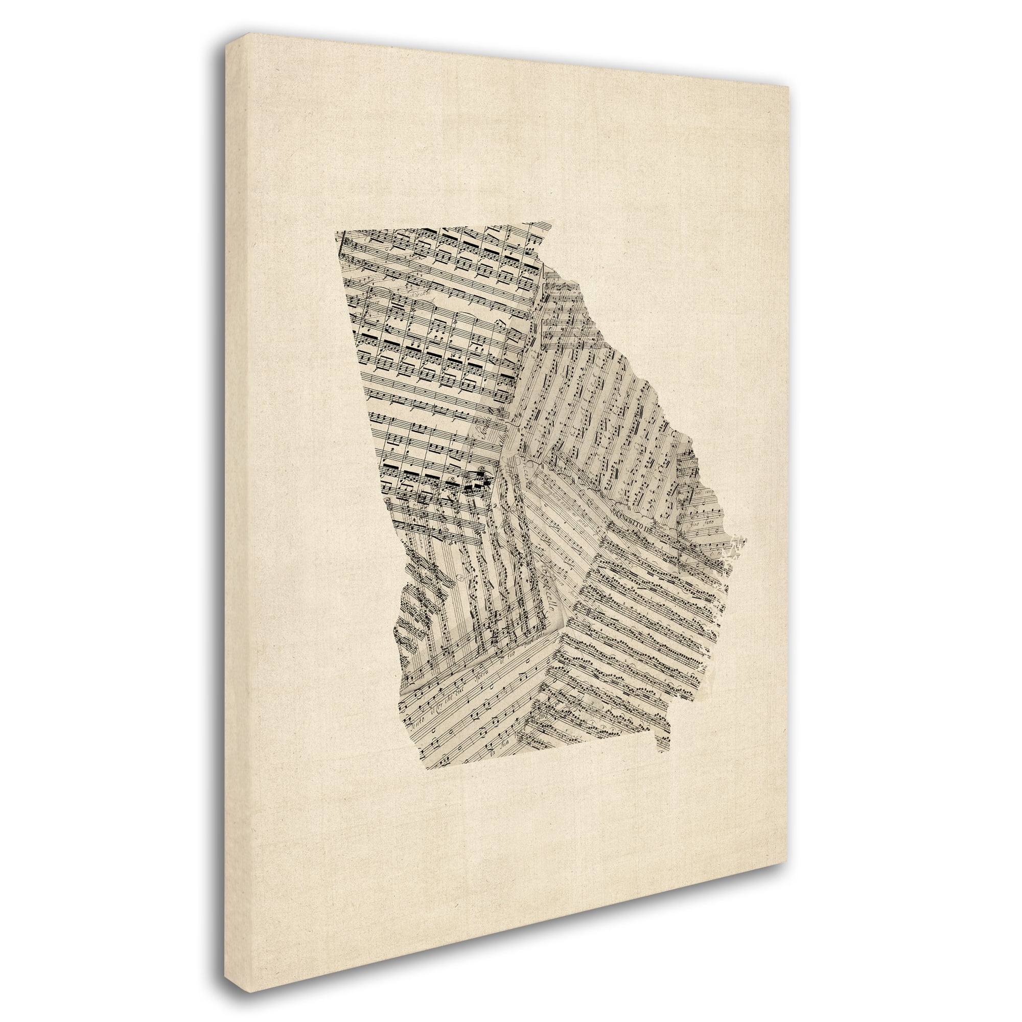 Trademark Fine Art "Old Sheet Music Map of Georgia" Canvas Art by Michael Tompsett