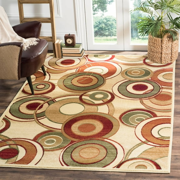 SAFAVIEH Lyndhurst Josh Geometric Circles Area Rug, Ivory/Multi, 9' x 12'