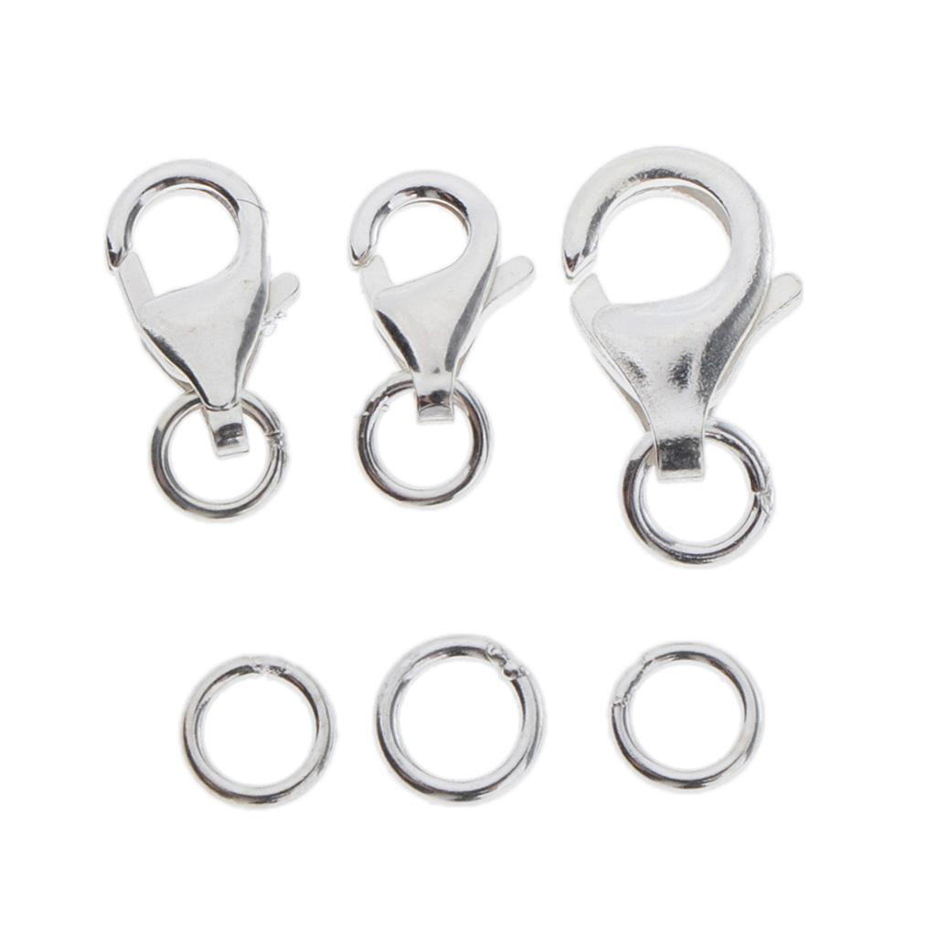 Jewellery Clasps Lobster Claw Jewelry Fastener Hook Open Jump Rings for Necklaces Bracelets Keyring Making 3 Sets 925 Sterling