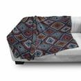 thumbnail image 2 of Aztec Soft Flannel Fleece Throw Blanket, Continuous Motifs in Vivid Colors Pattern, Cozy Plush for Indoor and Outdoor Use, 70" x 90", Night Blue Multicolor, by Ambesonne, 2 of 5
