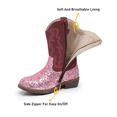 thumbnail image 5 of Apakowa Girls Glitter Cowboy Boots Sparkly Cowgirl Boots Side Zipper Toddler Little Kid Big Kid Western Boots, 5 of 8