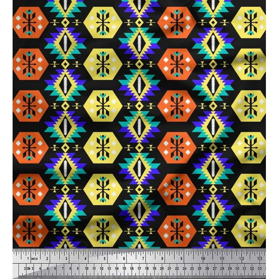 Soimoi Cotton Duck Fabric Tribal Southwestern Print Sewing Fabric Yard 42 Inch Wide