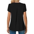 thumbnail image 4 of SHIBEVER Blouse Dressy Casual V Neck Petal Sleeve Summer Shirts for Women Casual Loose Tee Fashion Work Shirt Chiffon Tops Solid Color Black Plus Size XXL, 4 of 7