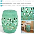 thumbnail image 4 of Sunnydaze Knotted Quatrefoil Ceramic Decorative Garden Stool - Modern Indoor/Outdoor Glazed Round Drum Side Table - Multipurpose Accent Piece - Jade -18", 4 of 9