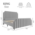 thumbnail image 2 of Bed Frame, Upholstered Bed Frame with Headboard and Footboard, Queen Size Bed Frame with Strong Wooden Slats Support, No Box Spring Required, 2 of 7