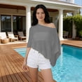 thumbnail image 4 of Helii Women's Mesh Poncho Cover Up, Hollow Out Knit Beach Poncho, Asymmetrical Sheer Cover Up, Lightweight Crochet Poncho for Swimsuit Vacation Beach Grey,One Size, 4 of 7