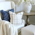 thumbnail image 3 of My Texas House Stafford Woven Reversible Plaid Stripe Square Decorative Pillow Cover, 20" x 20", Cream, 3 of 6