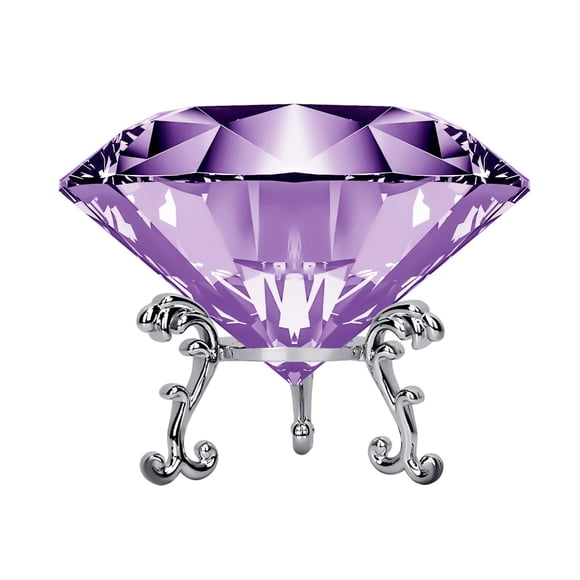 Pisapapeles grande de diamantes de cristal con soporte, joyas, decoraciones de boda, centros de mesa, decoración del hogar, 3,15 pulgadas (púrpura)